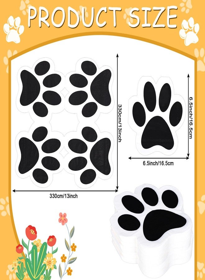 Whaline 100Pcs Dog Paw Paper Napkins 6.5 Inch Pet Paw Print Napkins White Black Cute Paw Luncheon Napkin Disposable Dessert Dinner Napkin for Pet Lover Theme Party Supplies - Image 2